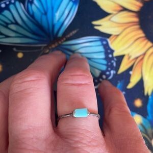 Pura Vida Sterling Silver Turquoise-Blue Bar Ring